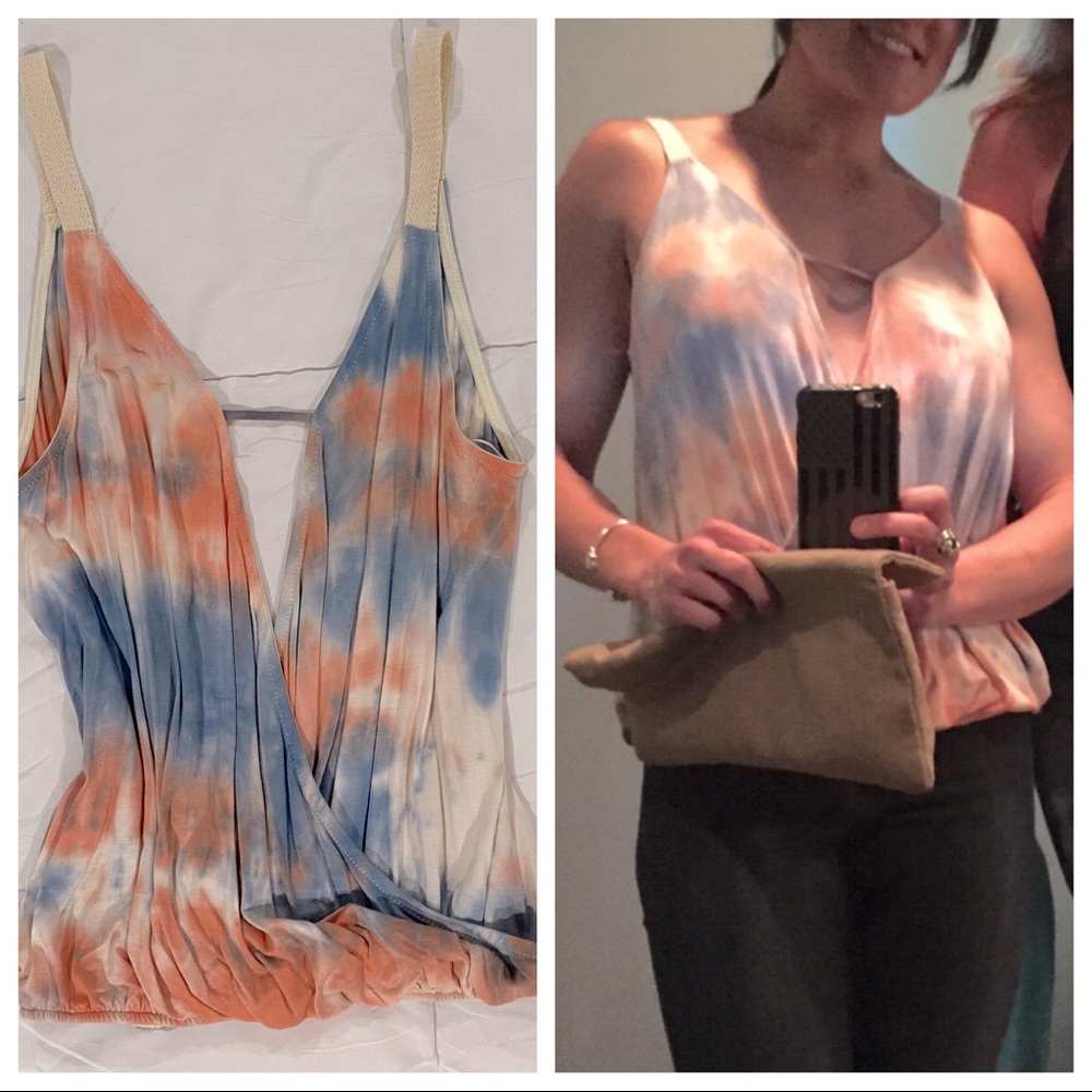 Open back and front faux wrap top